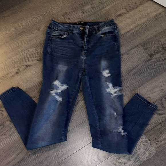 Wax distressed skinny jeans Sz 7 - Picture 3 of 15